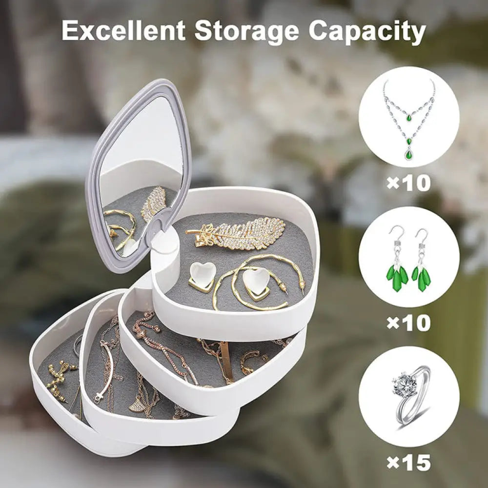 Rotatable 4 Layer Jewellery Organizer With Mirror